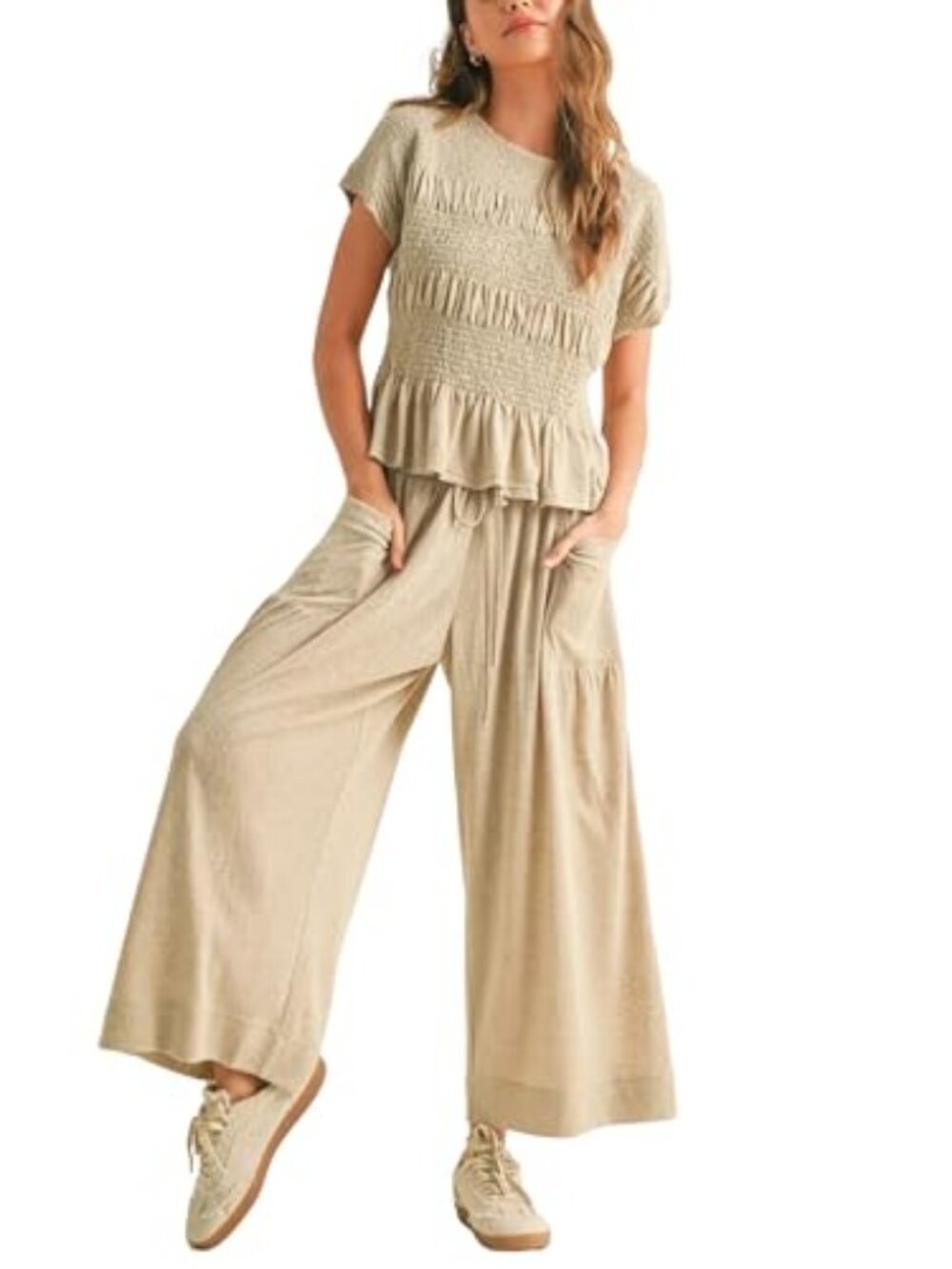 Antnation Womens Lounge Outfit with Pockets Casual Boho Matching Set